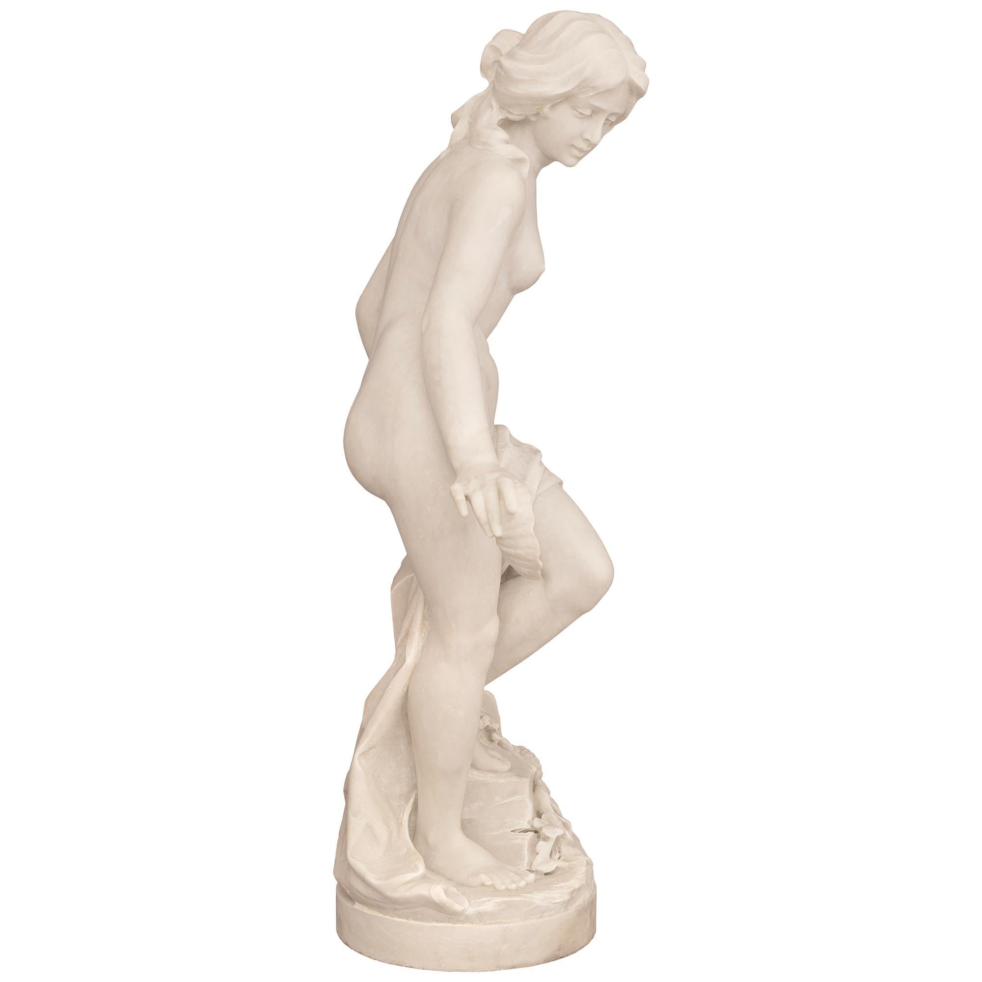 Statua in marmo bianco di Carrara del XIX secolo raffigurante Galatea e Pan In condizioni buone in vendita a West Palm Beach, FL