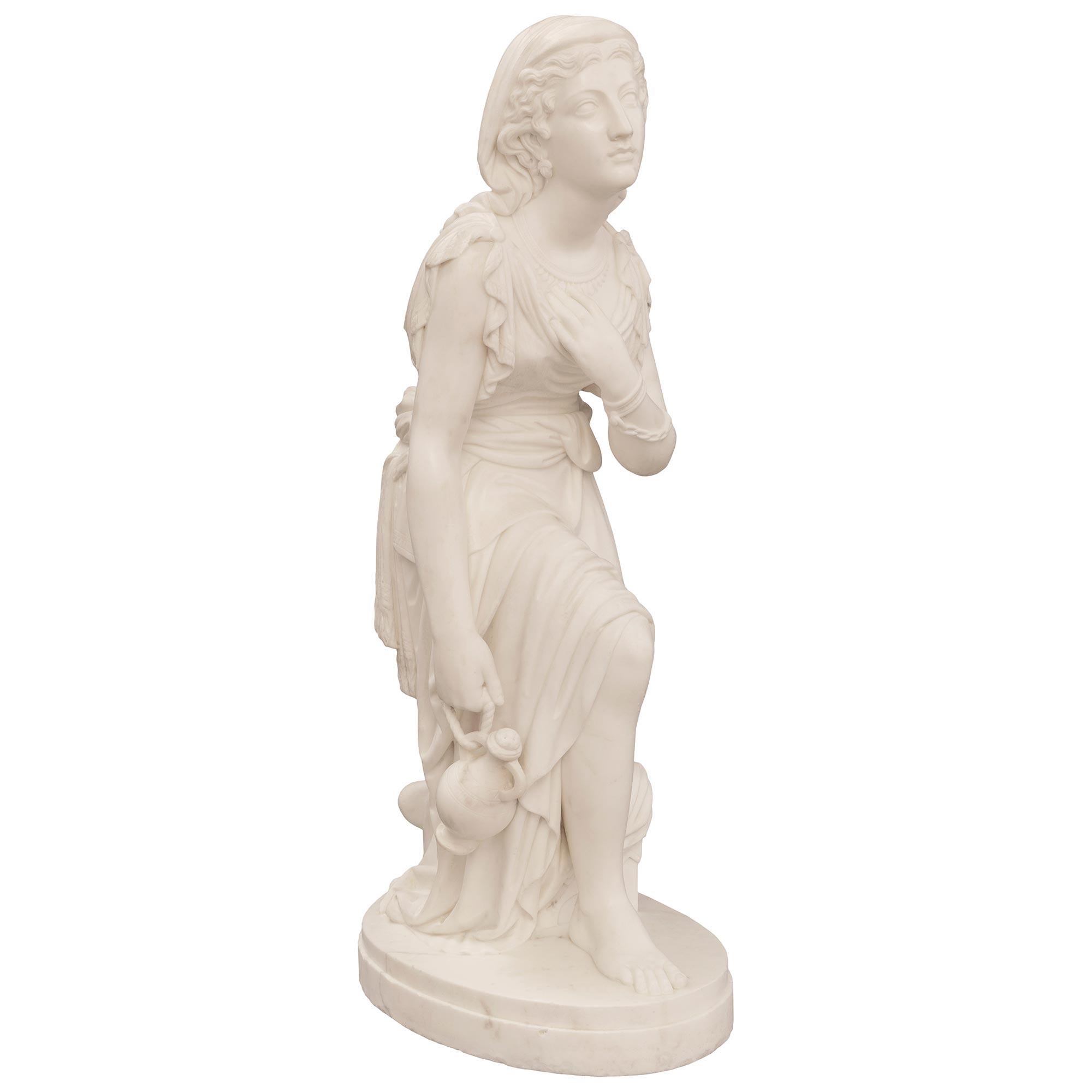 Renaissance Revival A Italian 19th century white Carrara marble statue signed J. Warrington For Sale