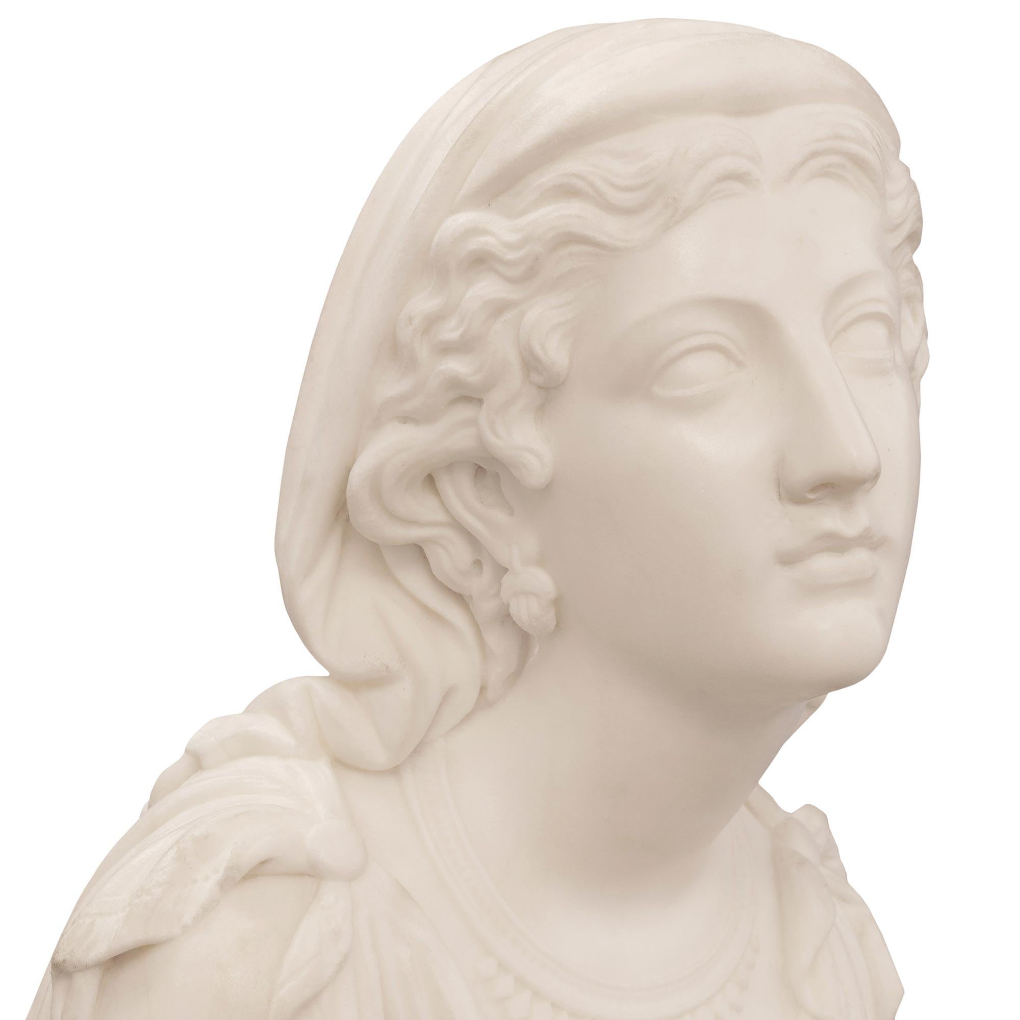 19th Century A Italian 19th century white Carrara marble statue signed J. Warrington For Sale