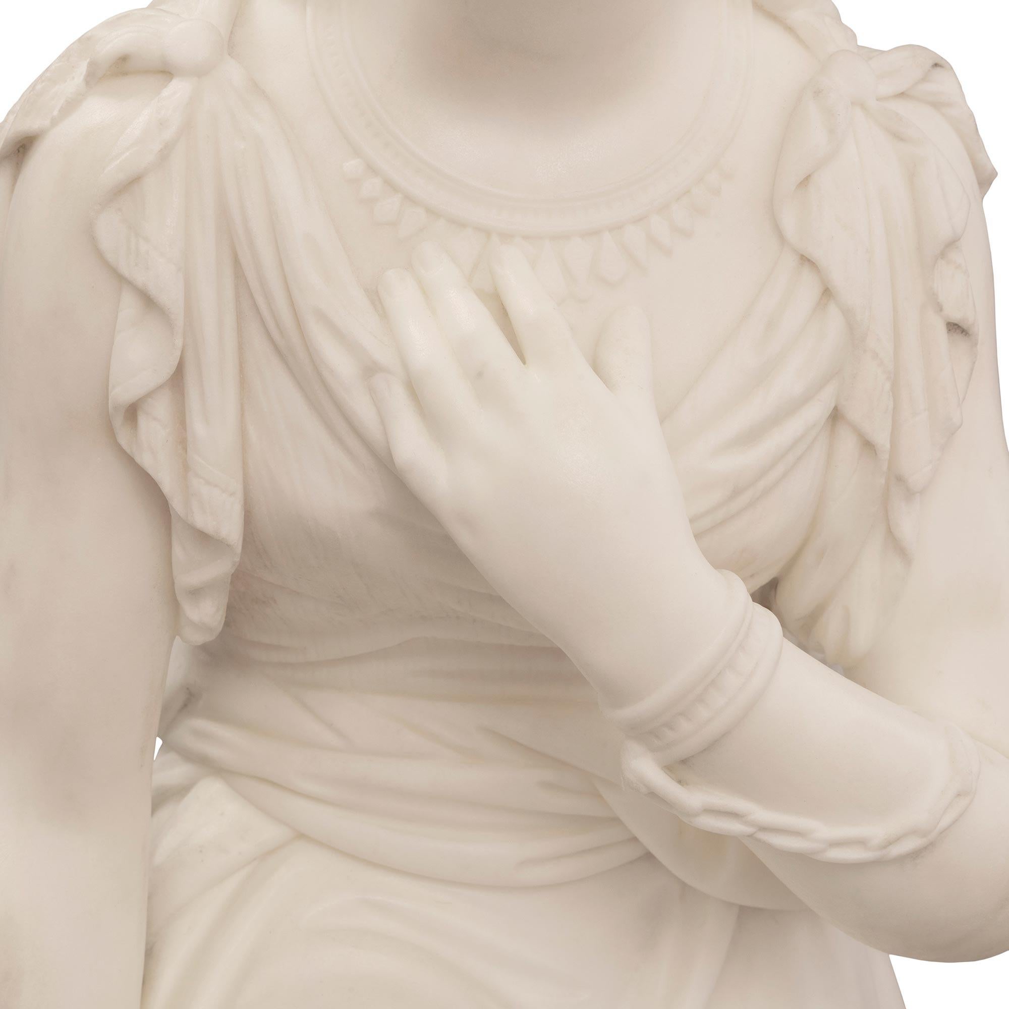 Carrara Marble A Italian 19th century white Carrara marble statue signed J. Warrington For Sale
