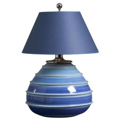 A Italian Blue and White Striped Ceramic Lamp 1960s