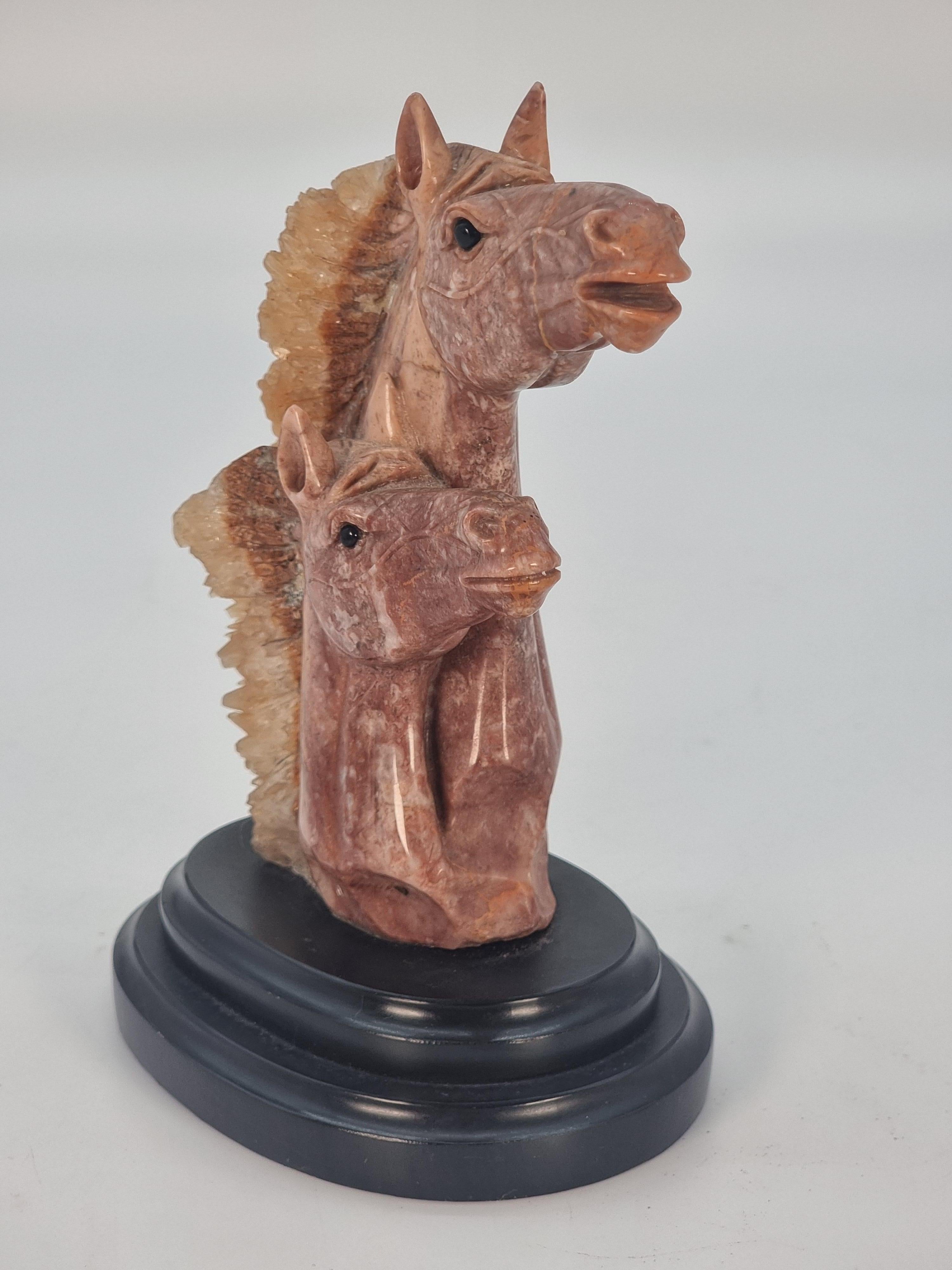 Grand Tour A Italian equestrian specimen marble carved study of a wild stallion and mare For Sale