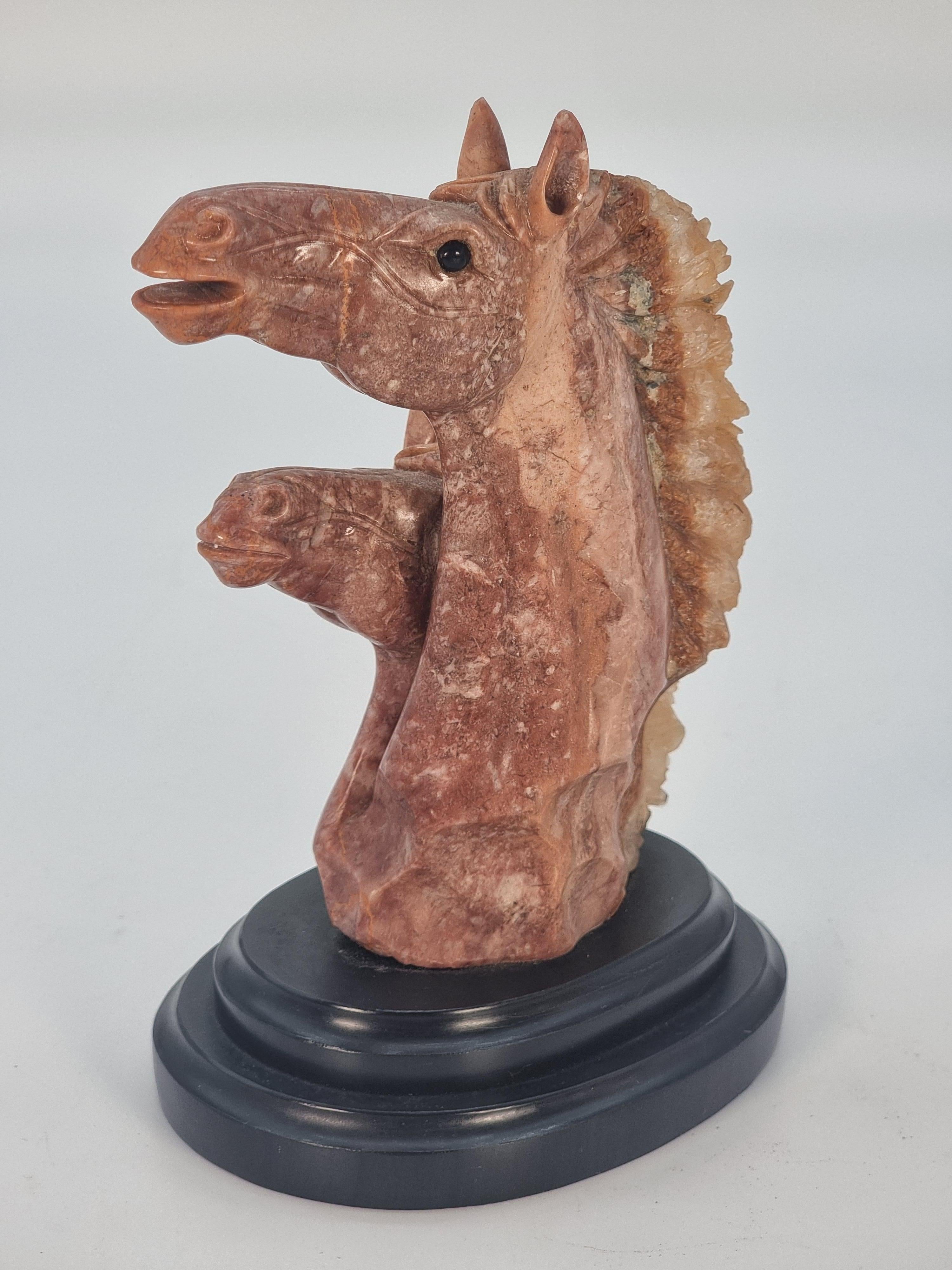 Carved A Italian equestrian specimen marble carved study of a wild stallion and mare For Sale