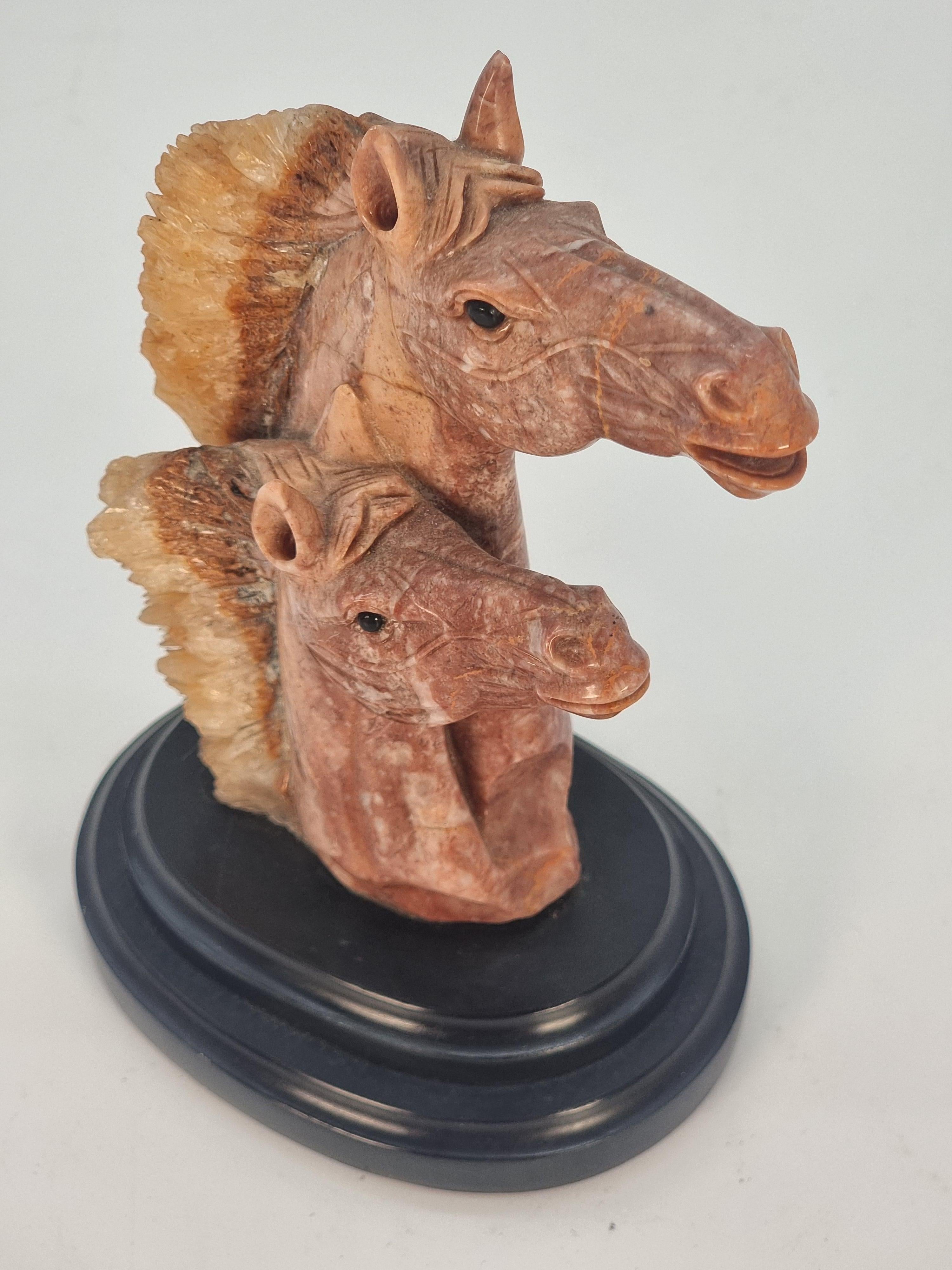 A Italian equestrian specimen marble carved study of a wild stallion and mare For Sale 1