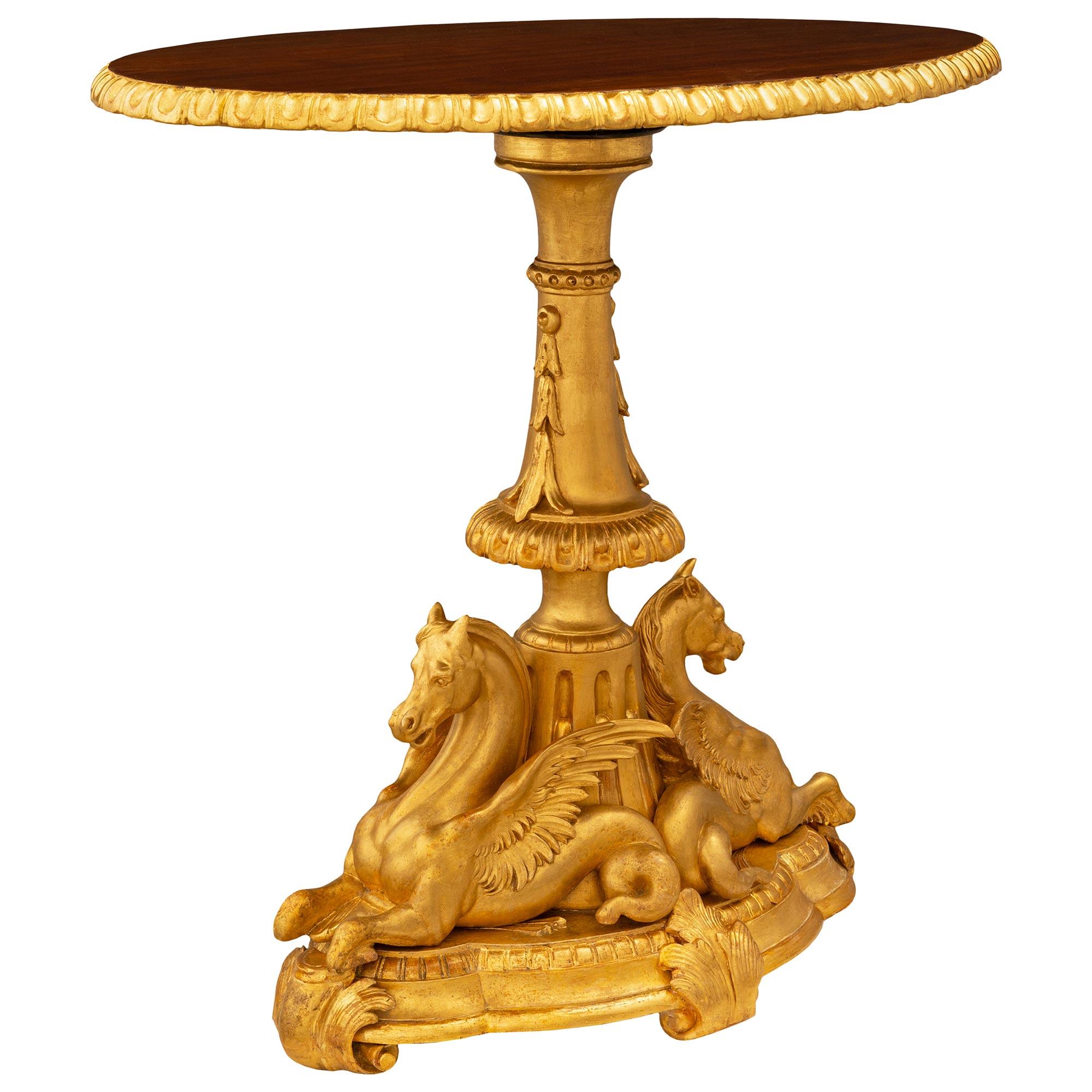 A Italian late 18th century Baroque st. Giltwood and Walnut side table In Good Condition For Sale In West Palm Beach, FL