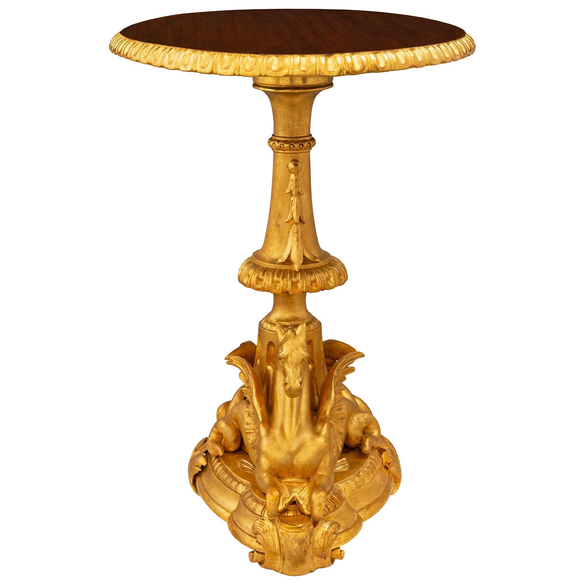 18th Century and Earlier A Italian late 18th century Baroque st. Giltwood and Walnut side table For Sale