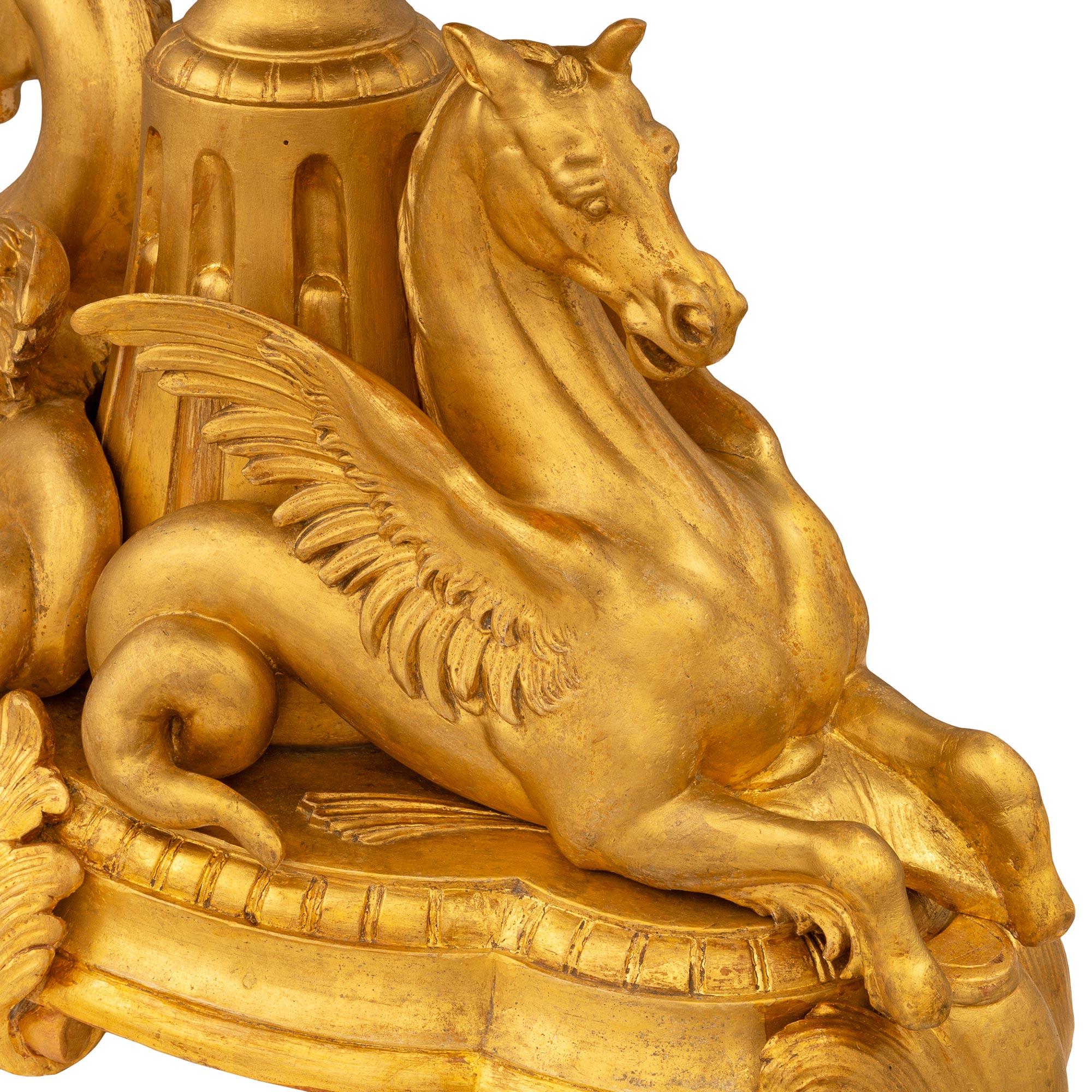 A Italian late 18th century Baroque st. Giltwood and Walnut side table For Sale 3