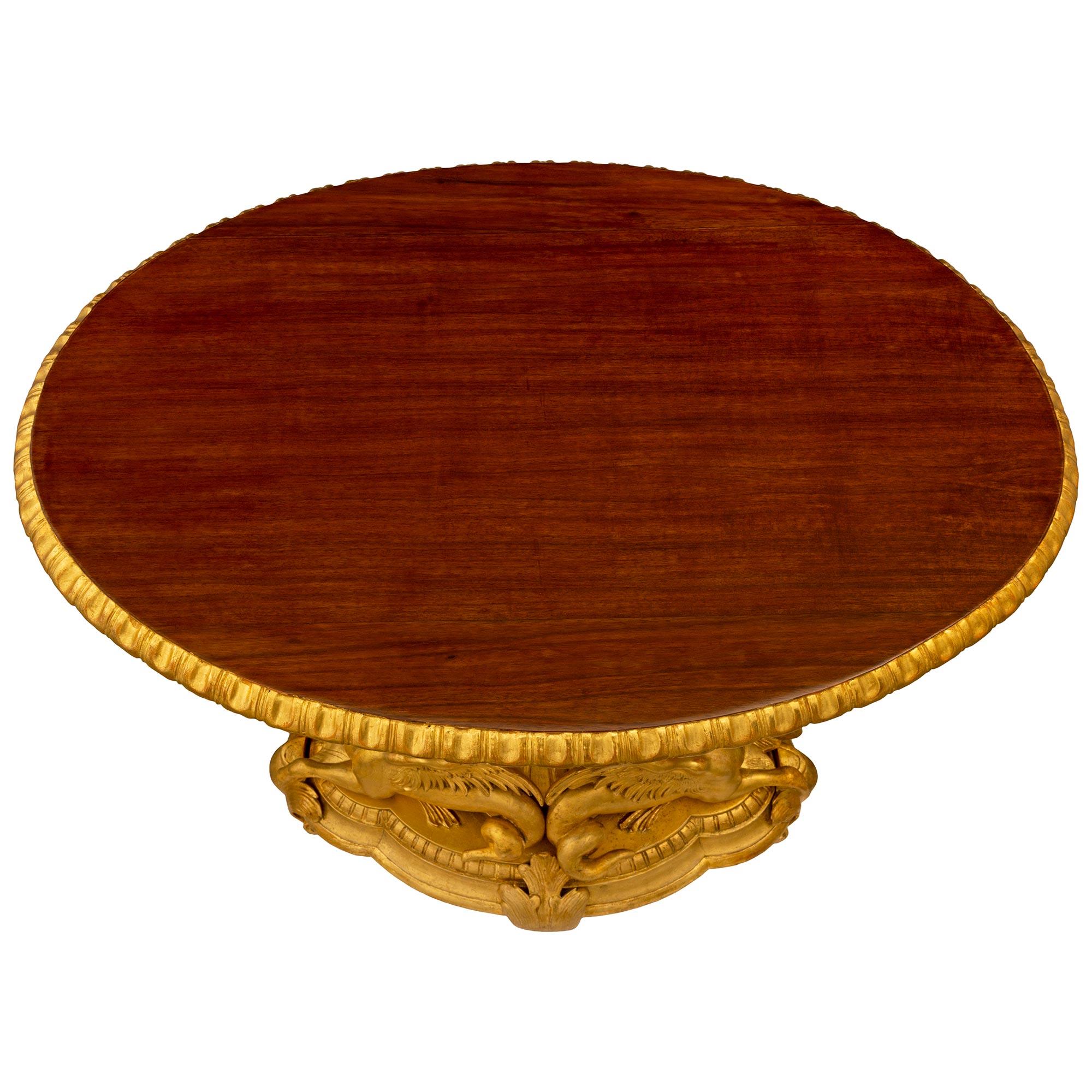 A Italian late 18th century Baroque st. Giltwood and Walnut side table For Sale 5