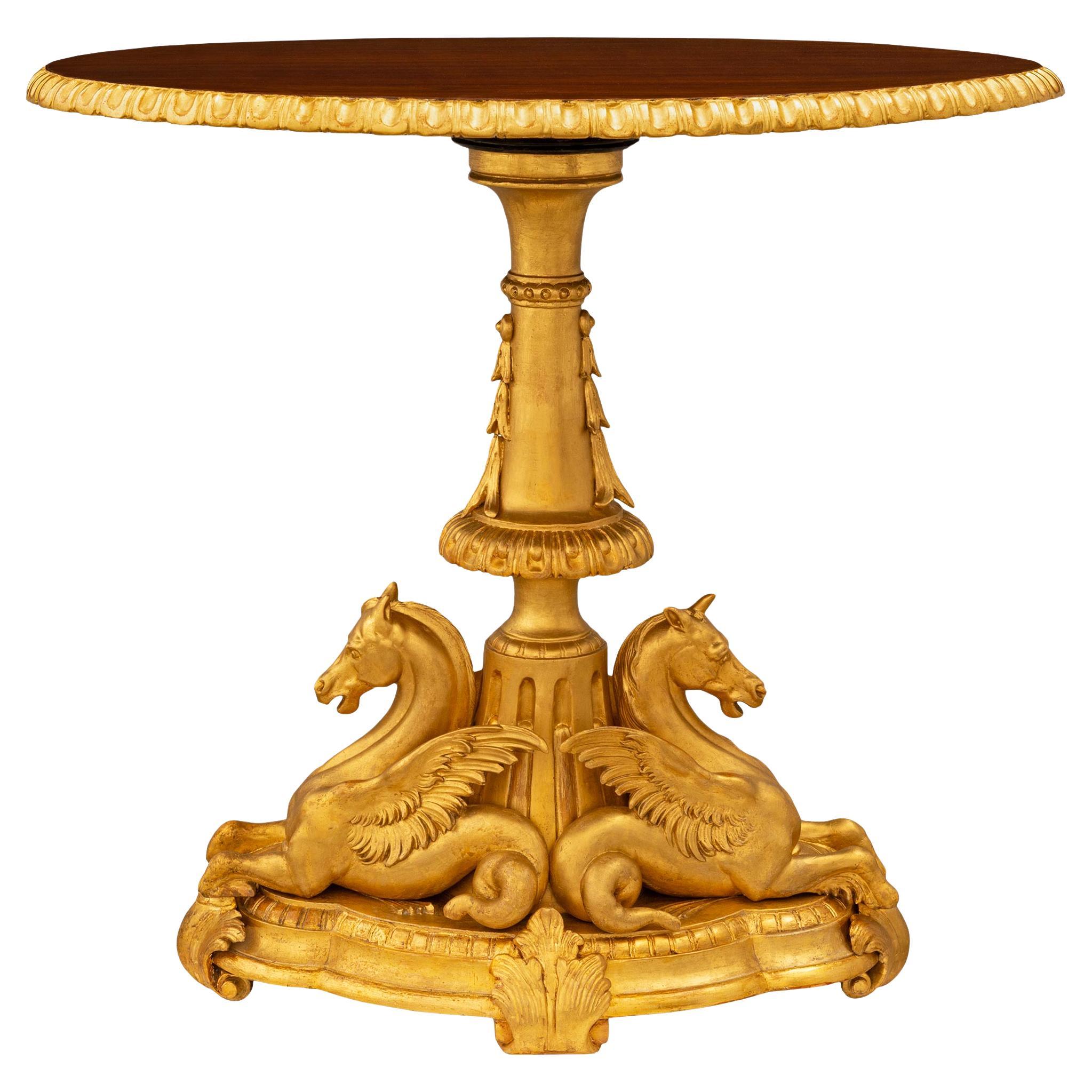 Italienischer barocker Beistelltisch aus St. Giltwood und Nussbaum aus dem späten 18.