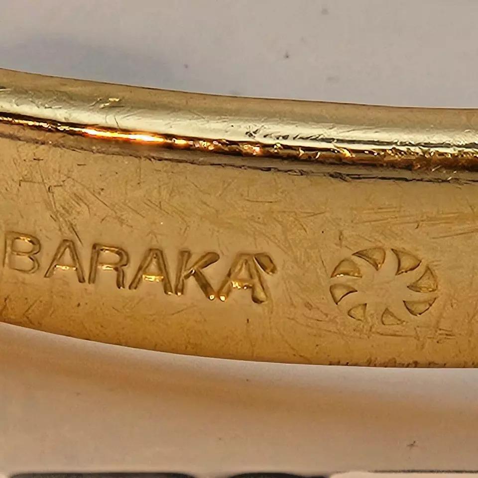 Women's or Men's A Italian Men's Baraka Two Tone Yellow & White 18K Solid Gold Bangle Bracelet