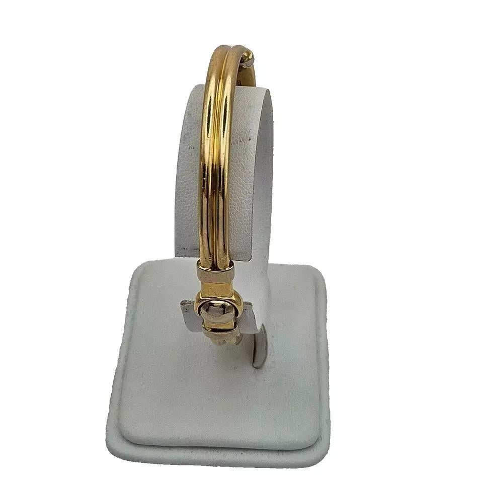 A Italian Men's Baraka Two Tone Yellow & White 18K Solid Gold Bangle Bracelet 1