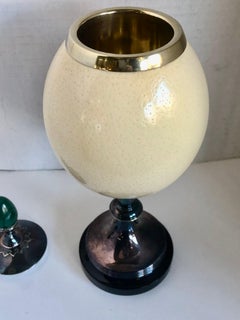 A J. Antony Redmile Ostrich Egg Box with Malachite Egg Finial