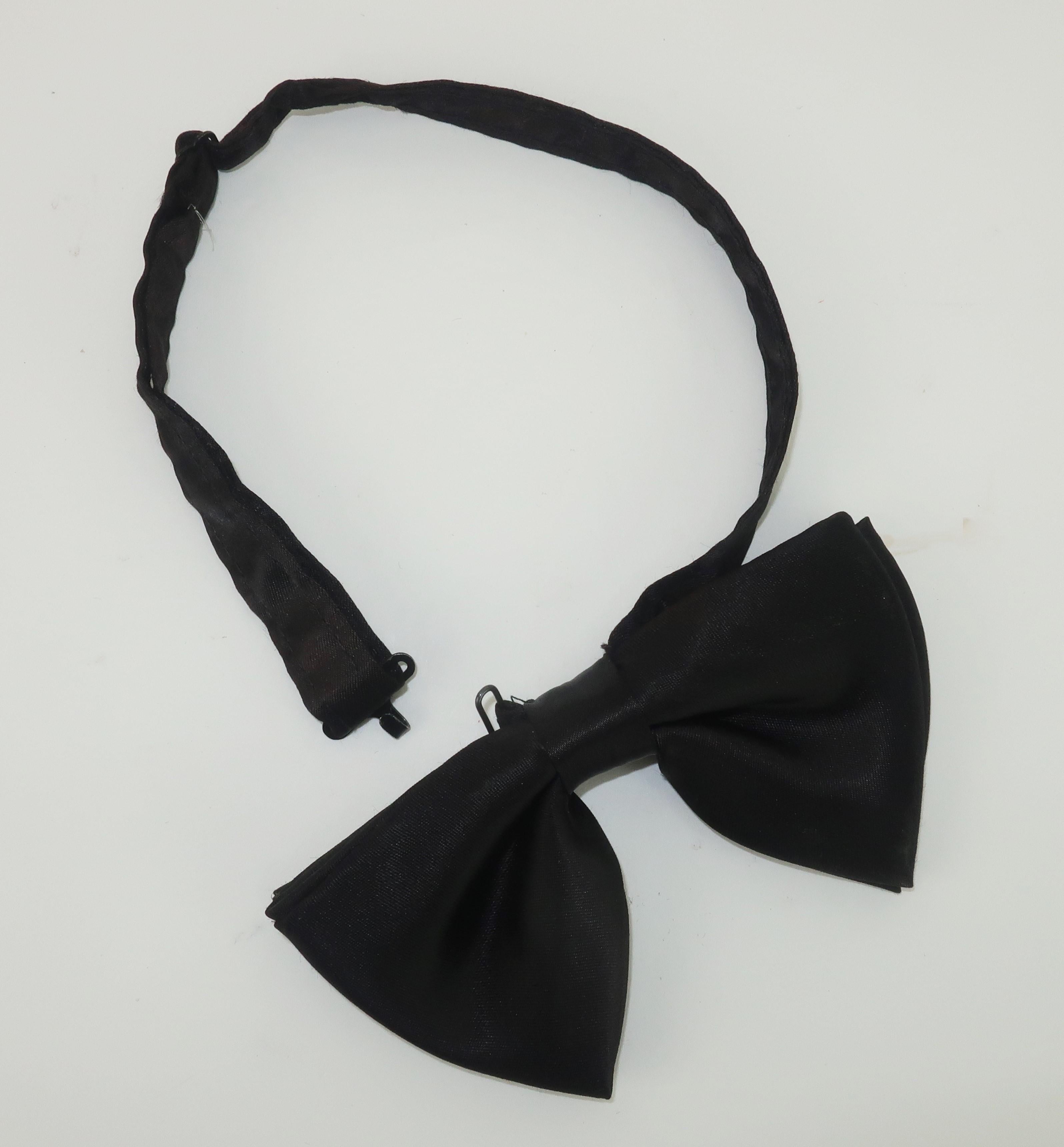 A. J. Bari Black & Silver Lamé Metallic Tuxedo Style Top, 1980's For Sale 5