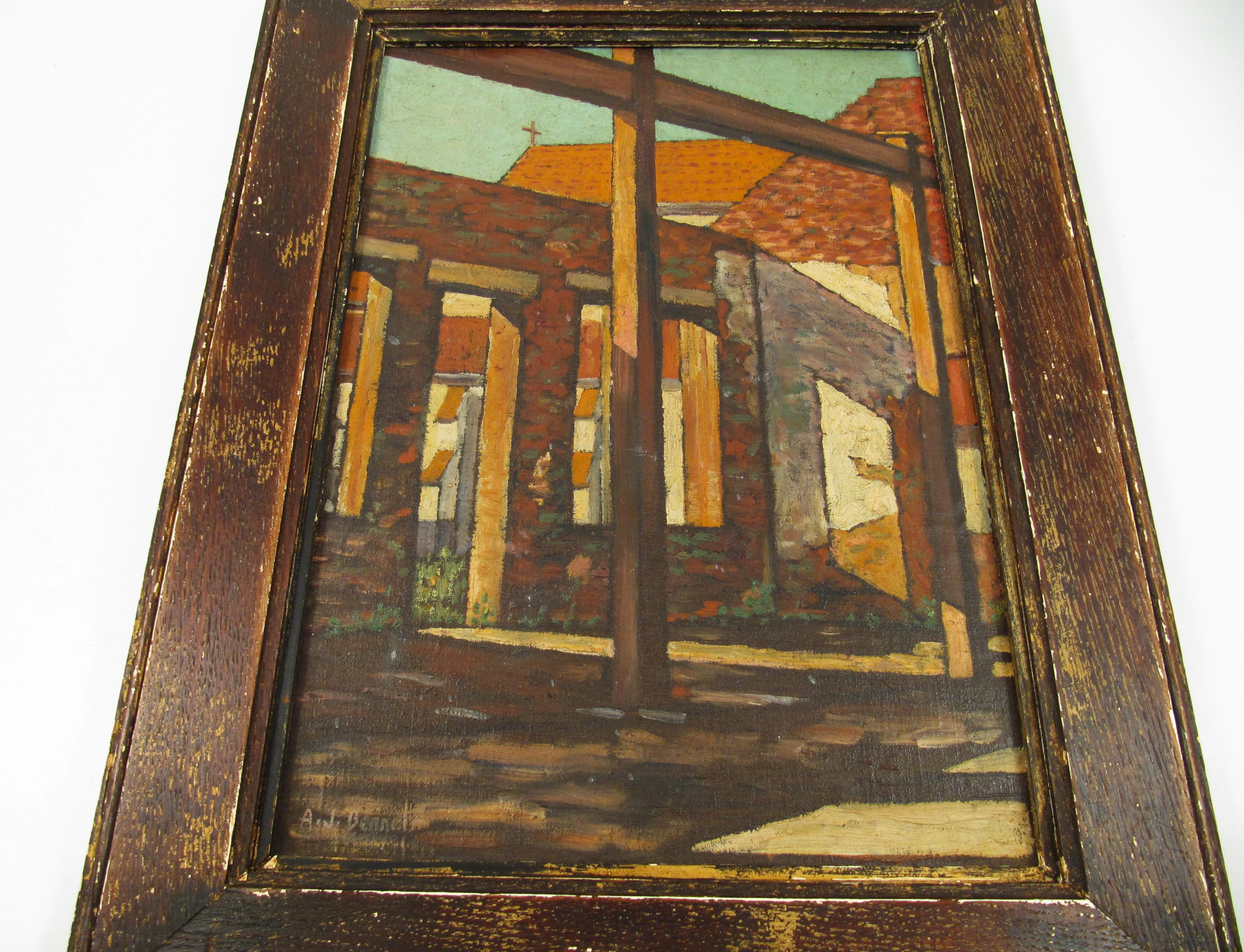 A. J. Bennett – Licht und Schatten – Postimpressionistisches Gemälde, Südafrika 1919 im Angebot 2