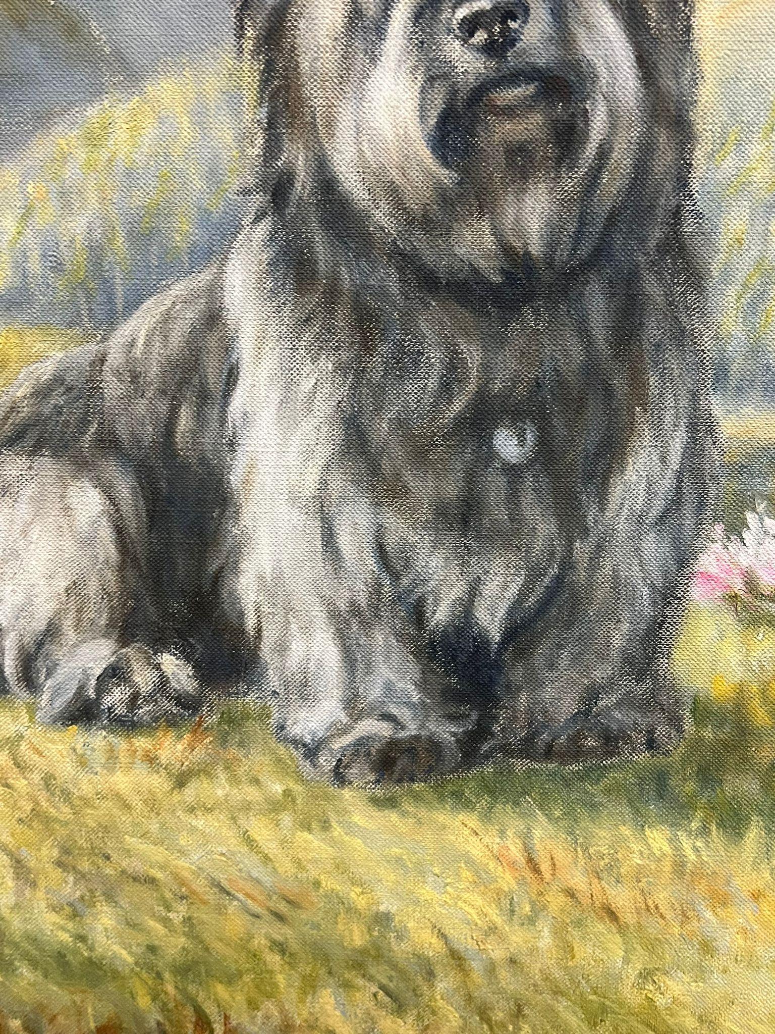 Dos Cairn Highland Terriers Perros en las Tierras Altas de Escocia Paisaje pintura firmada en venta 1