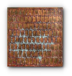 Vintage "Silo" - Contemporary Copper Abstract Painting