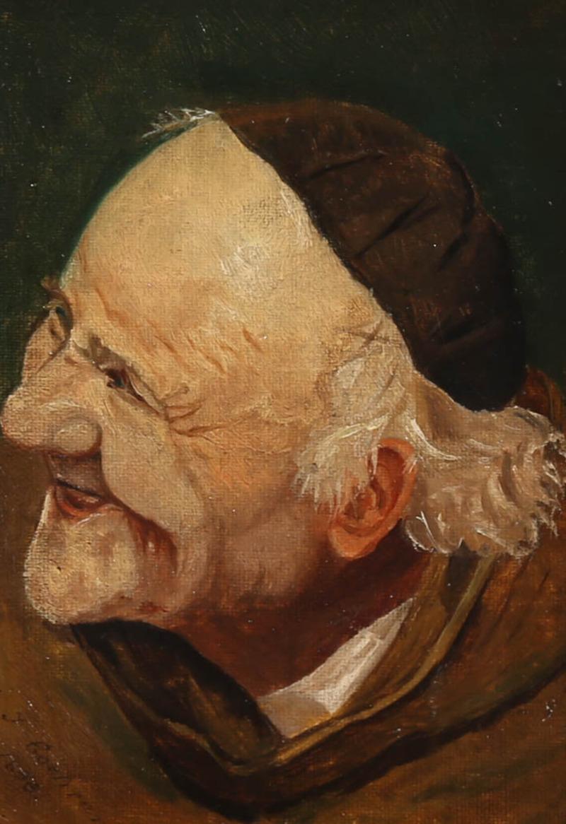 A. J. Cochrane d'aprs Alessandro Sani - Encadre huile, tte de moine de 1896 - Painting de A. J. Cochrane Alessandro Sani