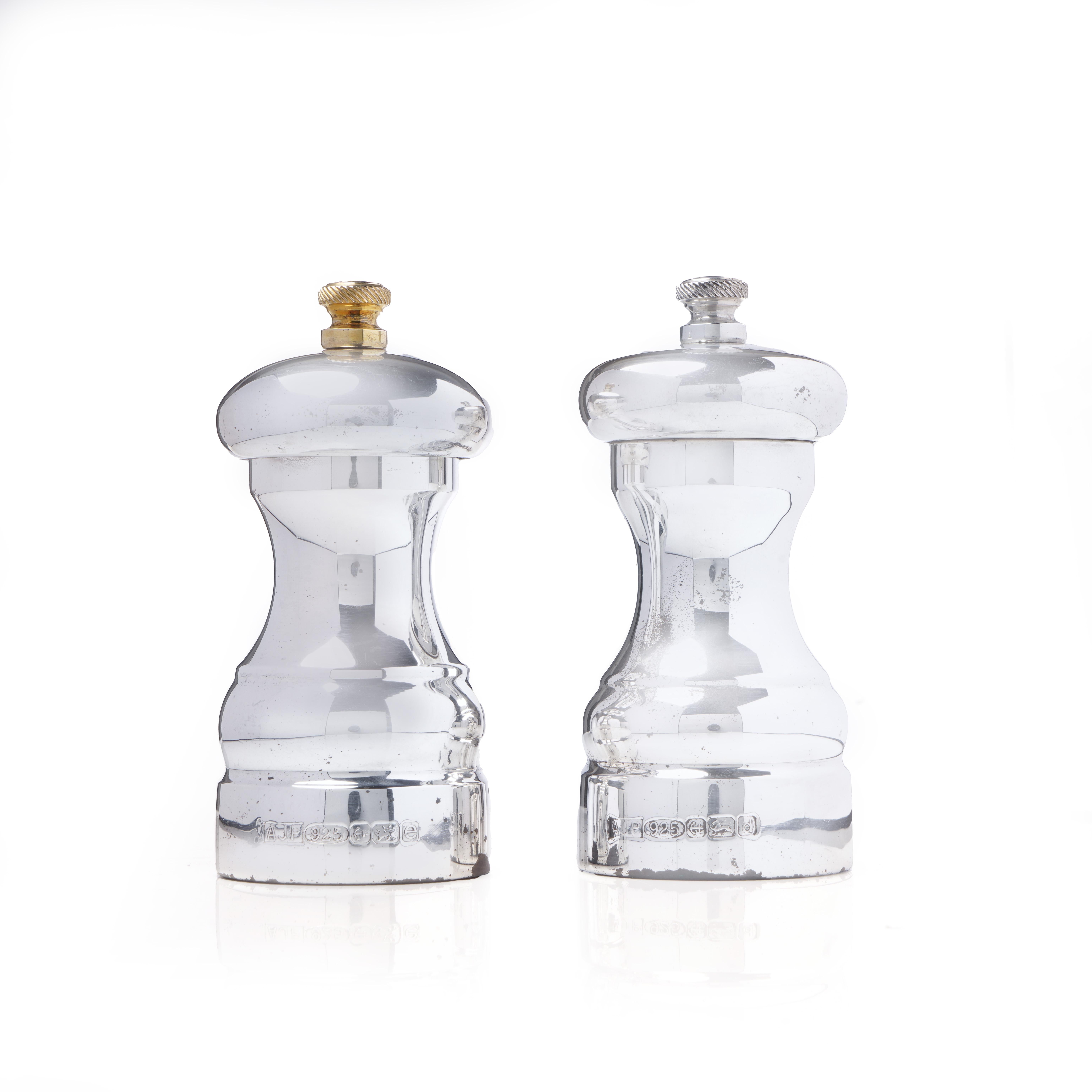 Britannico A. A. Silver, macinino per sale e pepe in argento sterling, anni 2000 in vendita