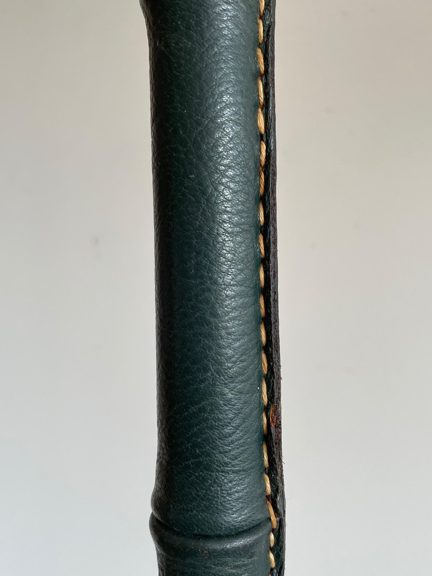 A Jacques Adnet Floorlamp in Original Green Leather For Sale 8