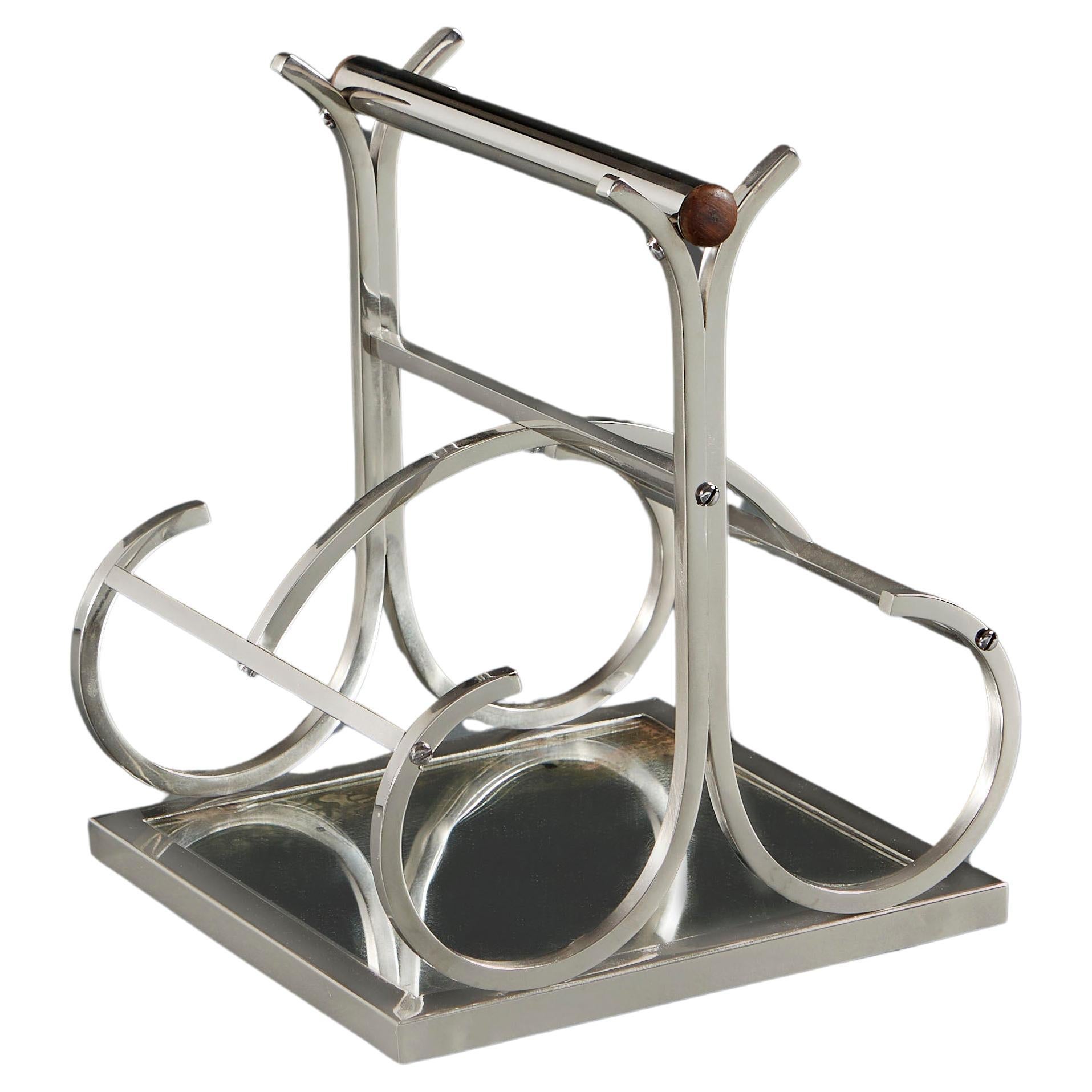 A Jacques Adnet Four Bottle Wine Carrier  For Sale