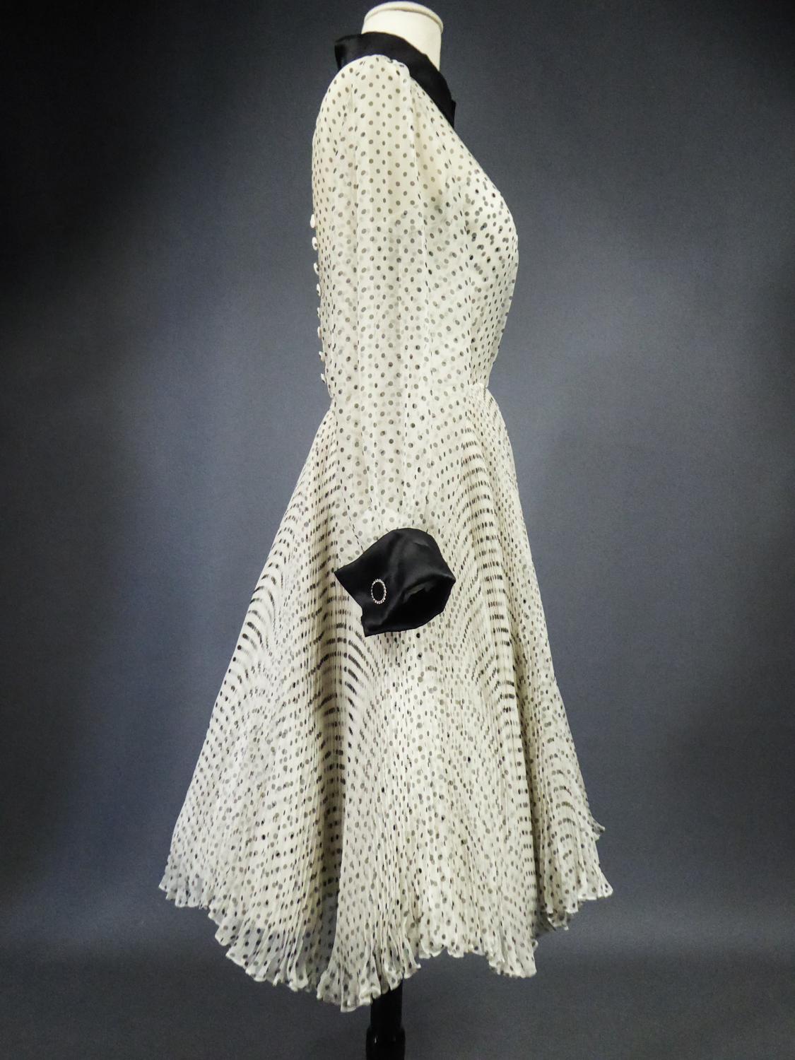 Jacques Fath Couture Bedrucktes Seidenkleid Nummer 00057 mit Provenienz ca. 2000 im Angebot 10