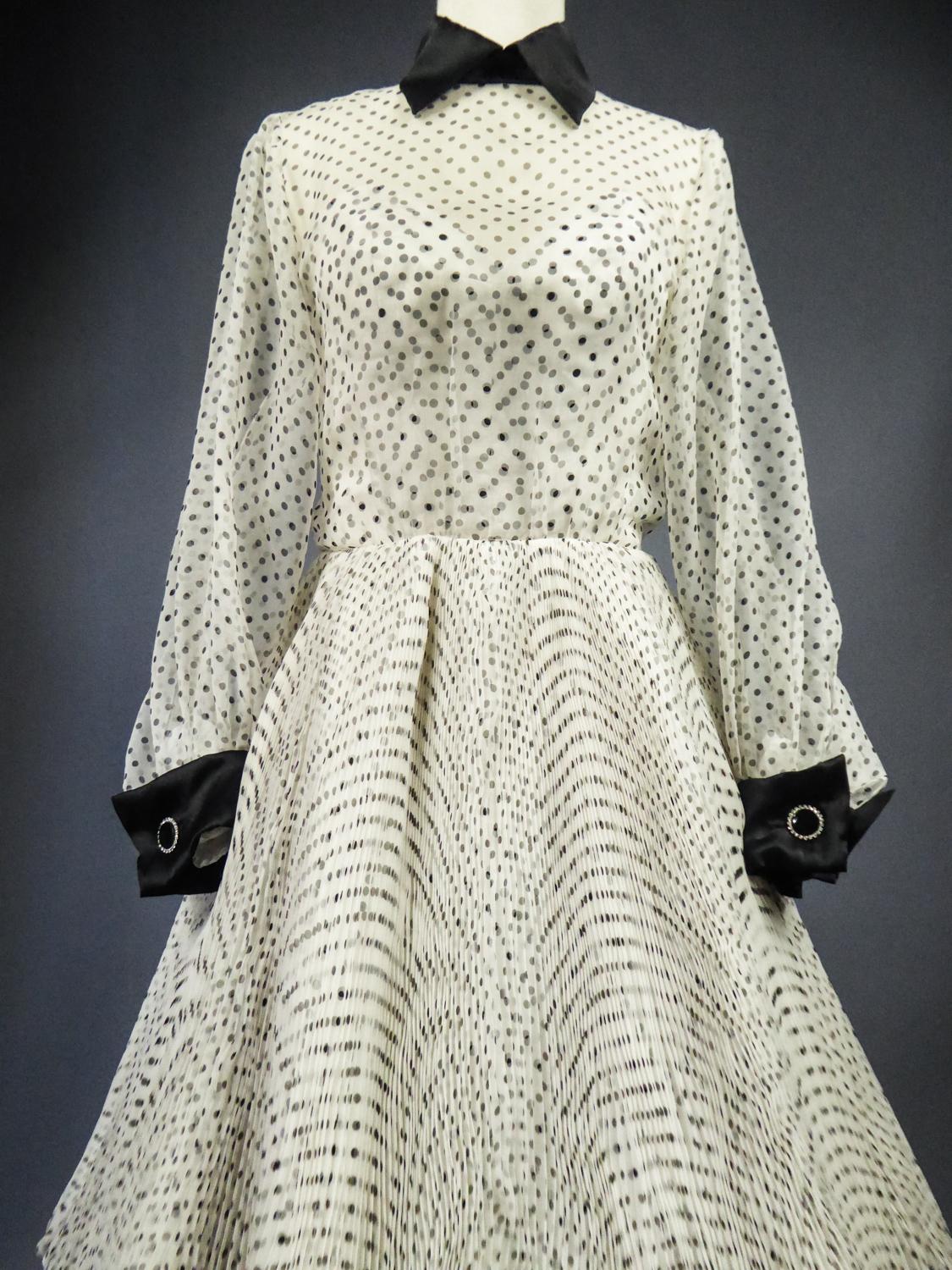 Jacques Fath Couture Bedrucktes Seidenkleid Nummer 00057 mit Provenienz ca. 2000 Damen im Angebot