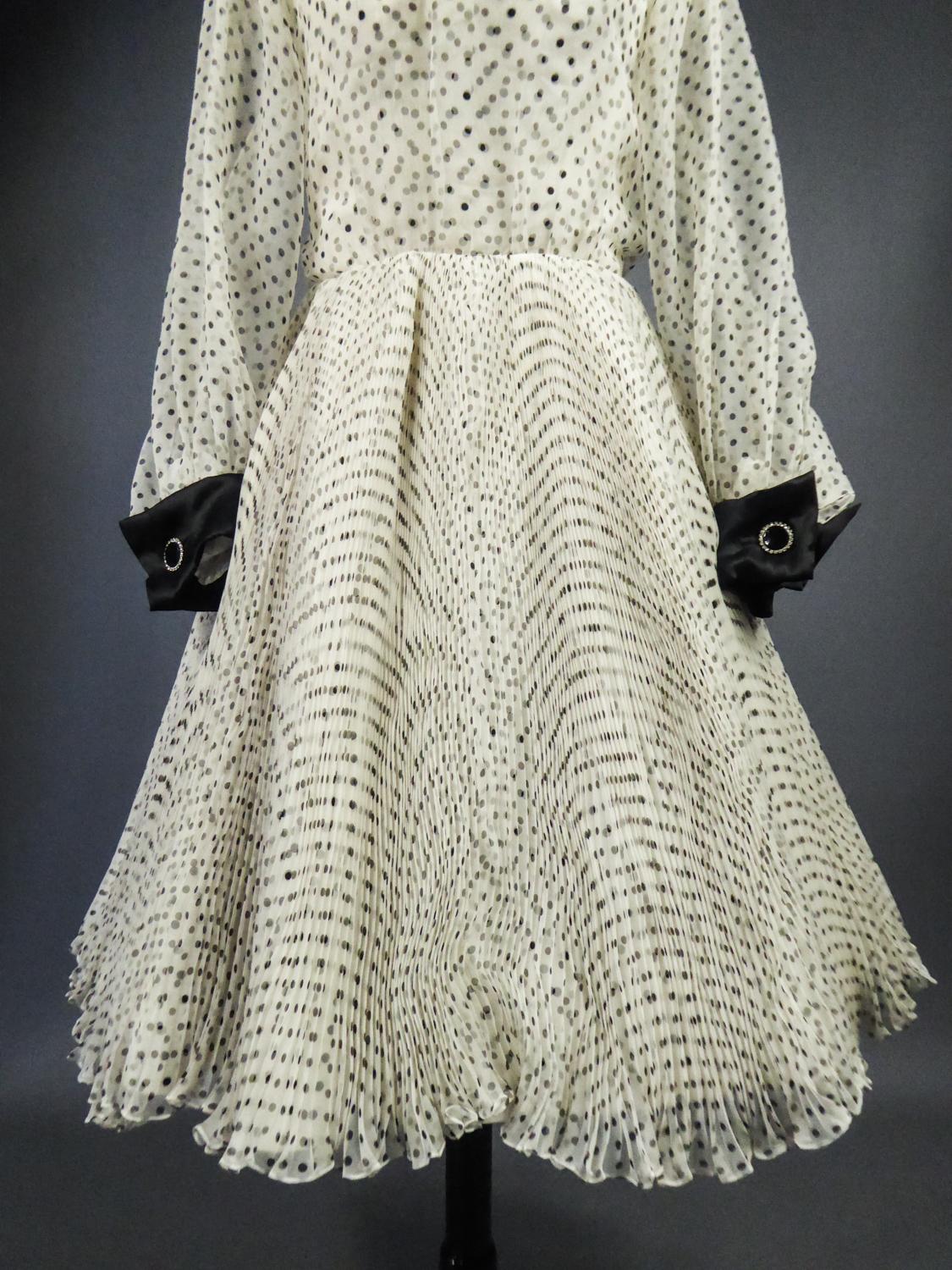 Jacques Fath Couture Bedrucktes Seidenkleid Nummer 00057 mit Provenienz ca. 2000 im Angebot 3