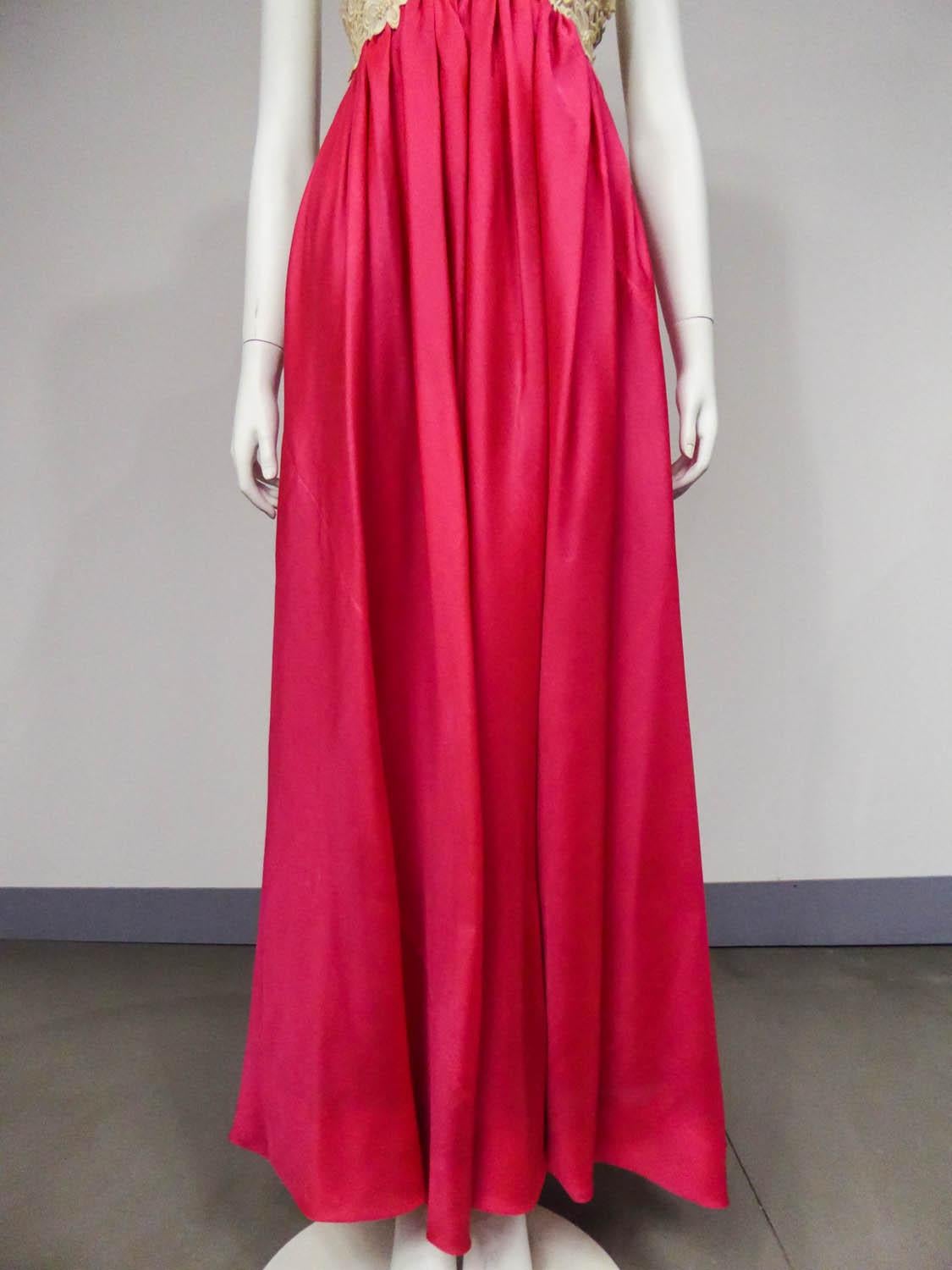 A Jacques Griffe French Couture Evening Dress in Chiffon and Lace Circa 1958 For Sale 5