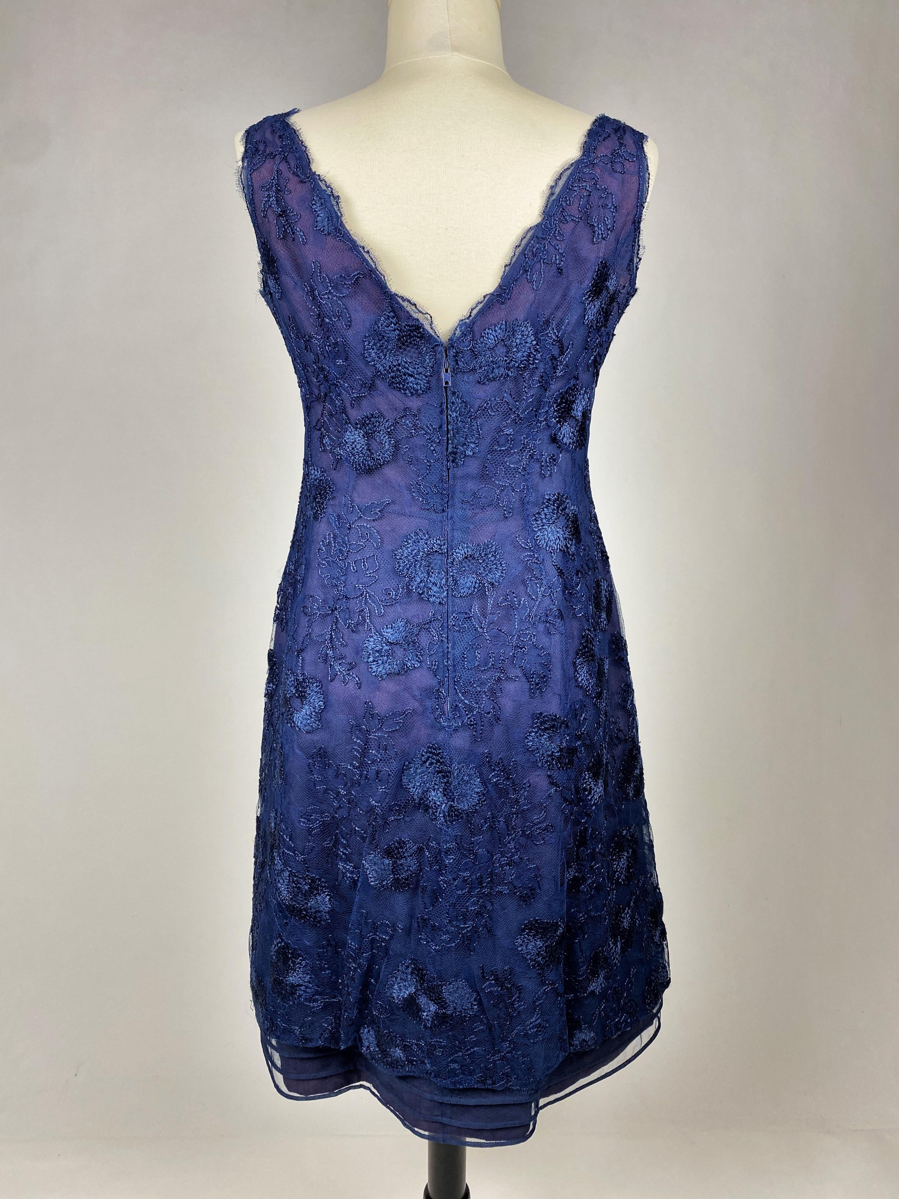 Jacques Heim Cocktail-Cocktailkleid und Bolero aus Chiffon mit Stickereien und Bolero, um 1965 im Angebot 4