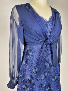 Jacques Heim Cocktail-Cocktailkleid und Bolero aus Chiffon mit Stickereien und Bolero, um 1965