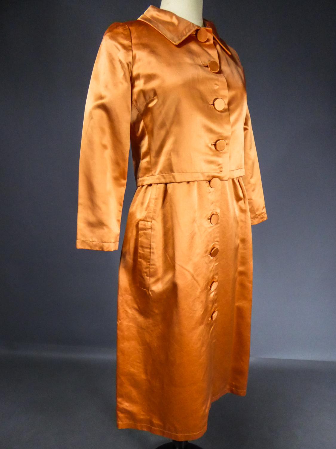 A Jacques Heim French Couture Mandarin Satin Silk Set Circa 1950/1960 For Sale 6