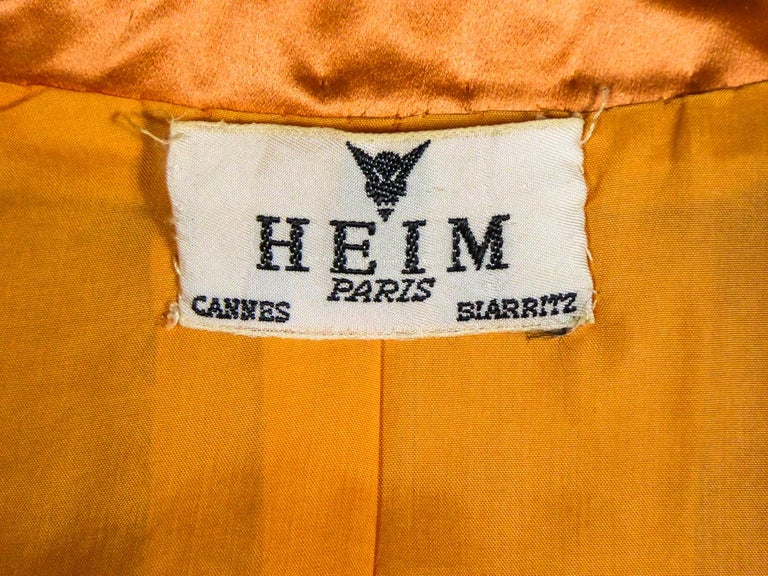 Women's A Jacques Heim French Couture Mandarin Satin Silk Set Circa 1950/1960 For Sale