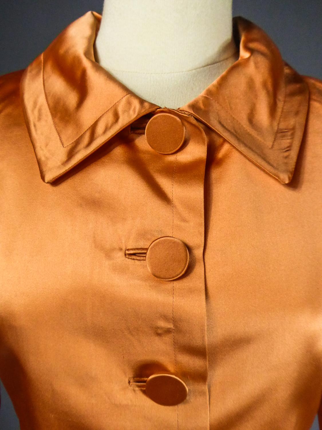 A Jacques Heim French Couture Mandarin Satin Silk Set Circa 1950/1960 For Sale 3