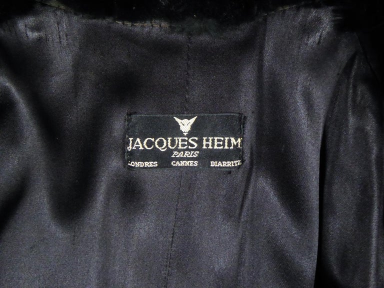 Blue A Jacques Heim In Wool And Fur Couture Coat - France Circa 1960 For Sale