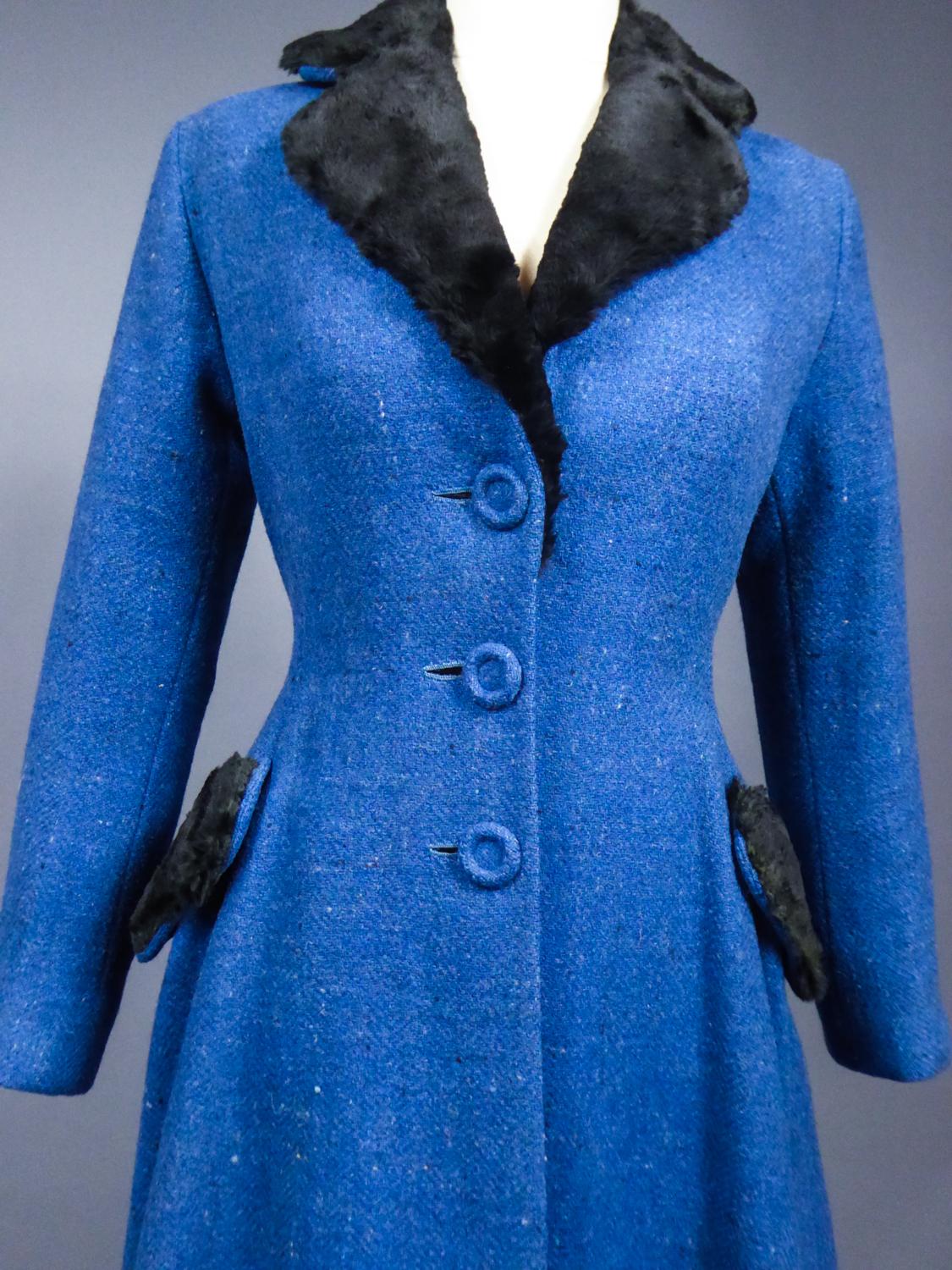 Women's A Jacques Heim In Wool And Fur Couture Coat - France Circa 1960 For Sale