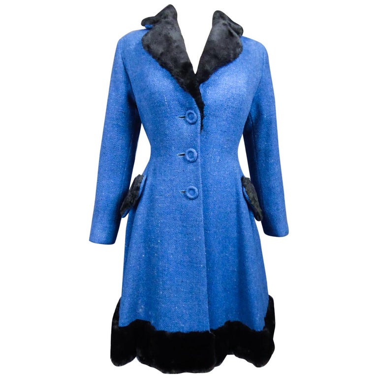 A Jacques Heim In Wool And Fur Couture Coat - France Circa 1960 For Sale