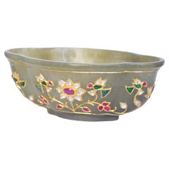 A Jade, Emerald, Ruby and Diamond set Bowl in pure gold