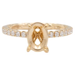 A. Jaffe 14K Yellow Gold Oval Accented Diamond Semi Mount Engagement Ring
