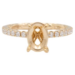 A. Jaffe 14K Gelbgold Oval akzentuierter Diamant-Verlobungsring mit Halbfassung