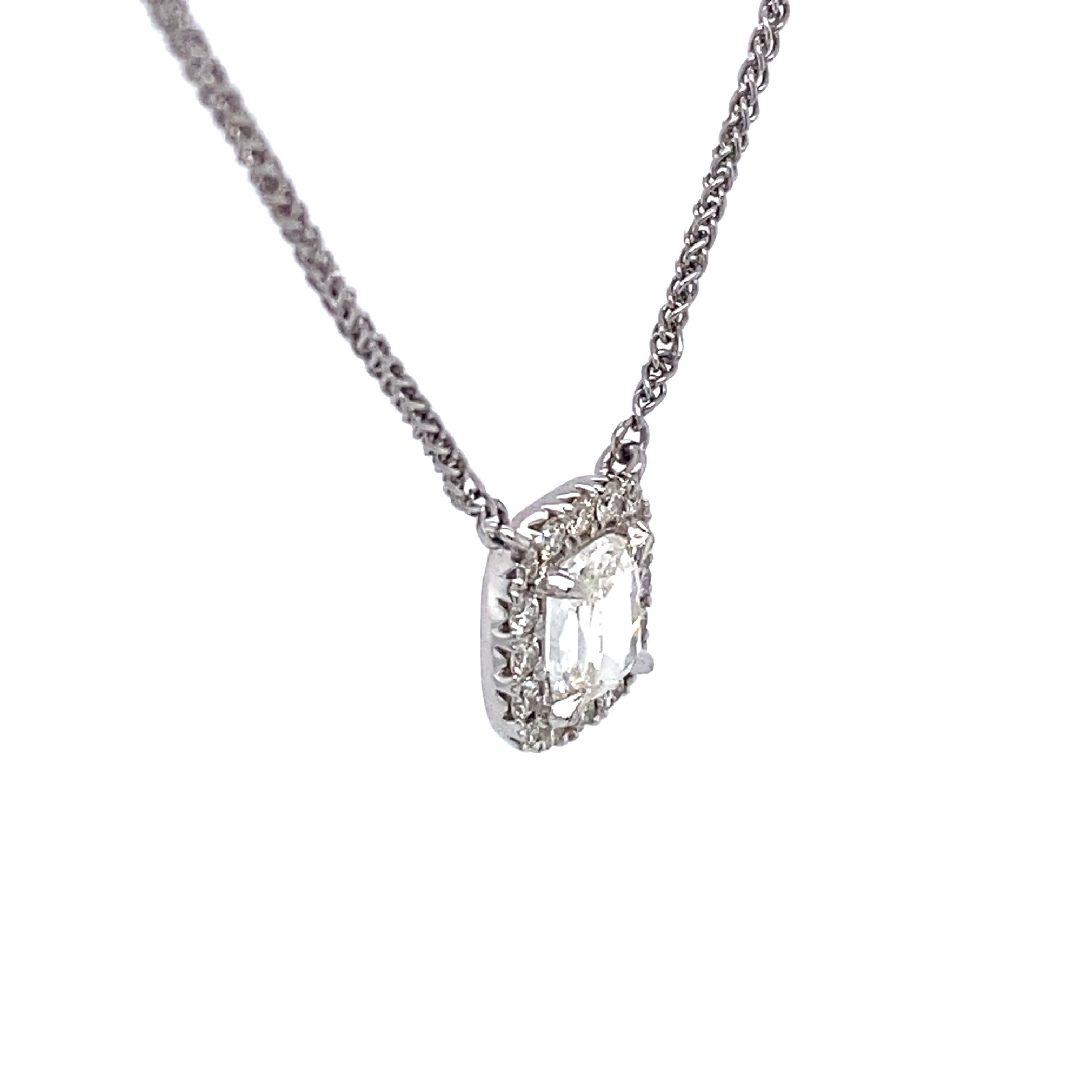 Cushion Cut A. Jaffe 1892 Collection 0.51 Cat GIA Certified Diamond Necklace, 14 Karat Gold For Sale