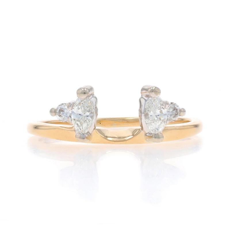 Size: 8
Sizing Fee: Up 2 sizes for $40 or Down 2 sizes for $40

Brand: A. Jaffe

Metal Content: 14k Yellow Gold & 14k White Gold

Stone Information

Natural Diamonds
Carat(s): .40ctw
Cut: Marquise & Round Brilliant
Color: G - H
Clarity: SI1 -