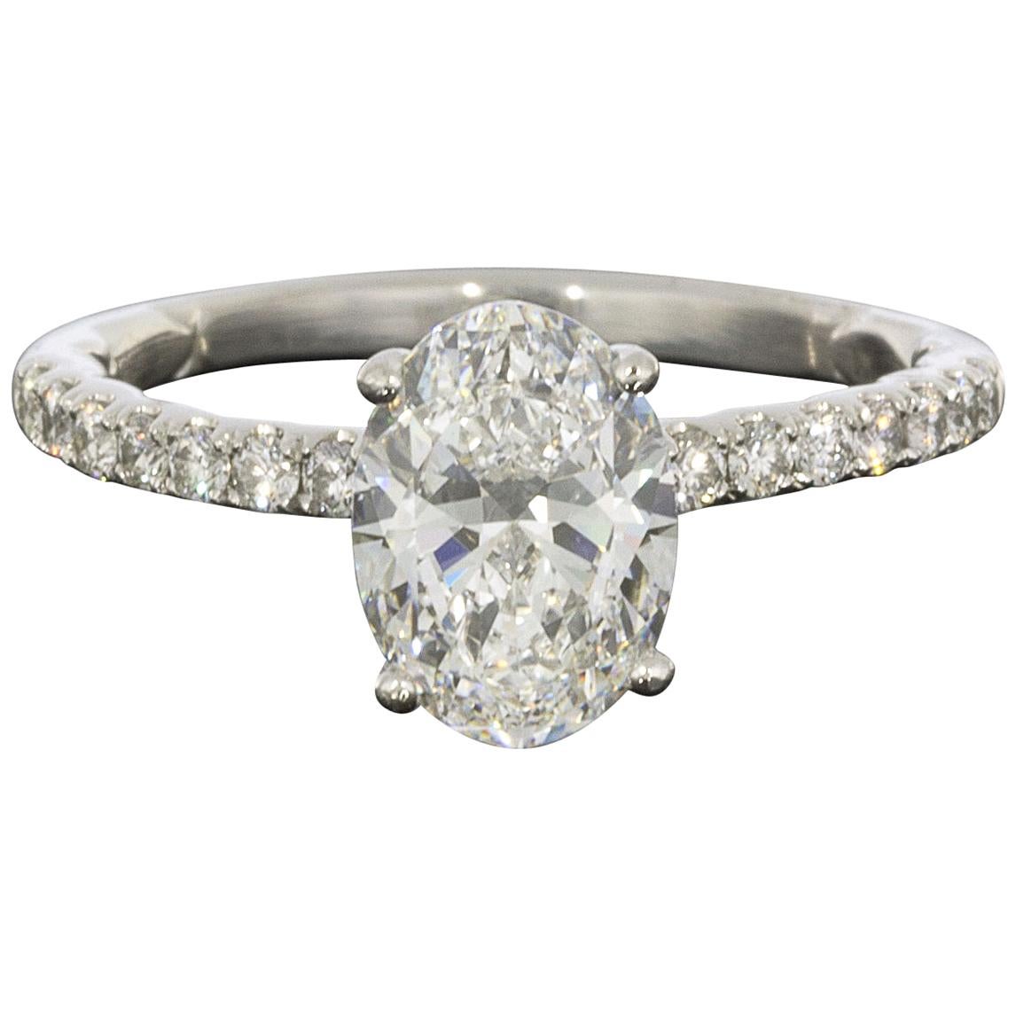 A. Jaffe GIA Certified Platinum 1.83 Carat Oval Diamond Engagement Ring