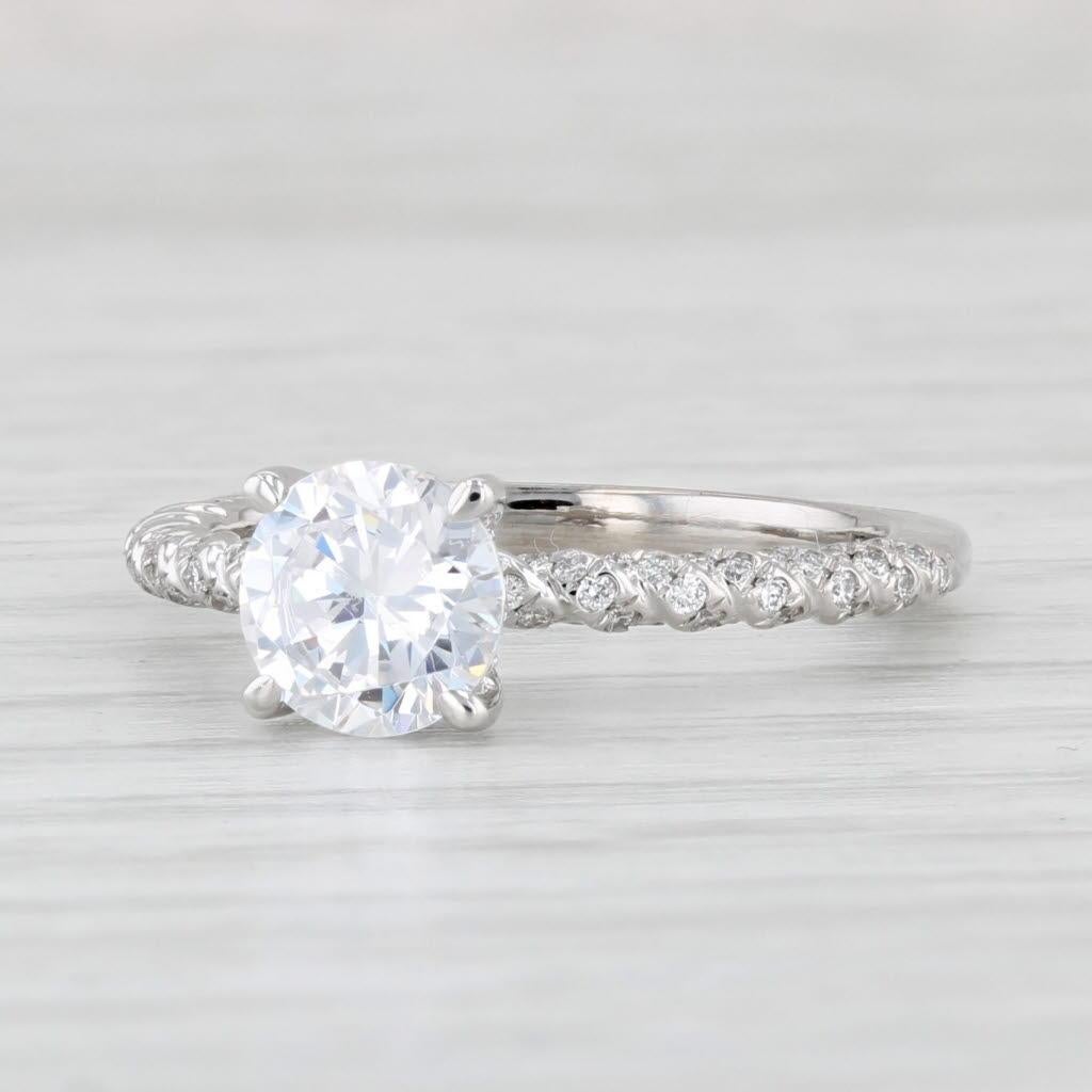 Women's or Men's A Jaffe Round Semi Mount Diamond Engagement Ring 18k White Gold Size 6 For Sale