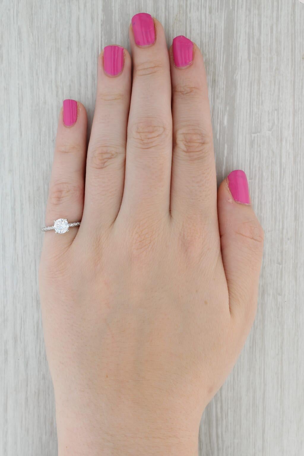 A Jaffe Round Semi Mount Diamond Engagement Ring 18k White Gold Size 6 For Sale 2