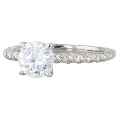 A Jaffe Round Semi Mount Diamond Engagement Ring 18k White Gold Size 6