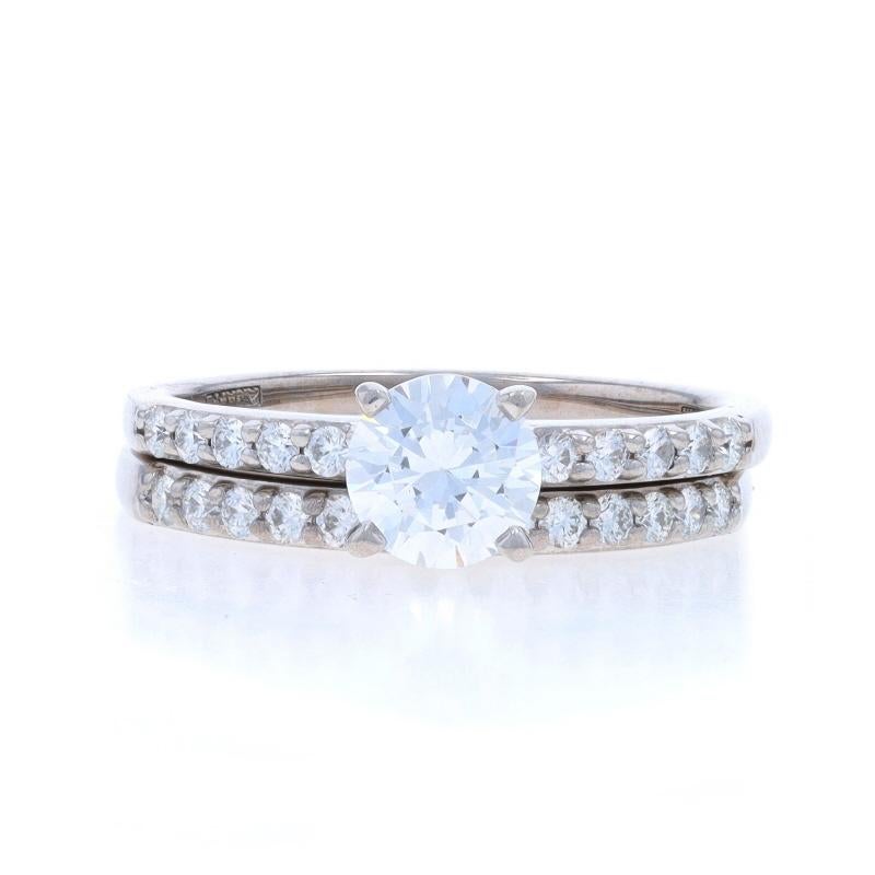 Size: 7
Sizing Fee: Up 2 1/2 sizes for $60 or Down 1 size for $40

Brand: A. Jaffe

Metal Content: 14k White Gold

Stone Information
Cubic Zirconia (placeholder)
Cut: Round
Color: Clear

Natural Diamonds
Carat(s): .40ctw
Cut: Round Brilliant
Color: