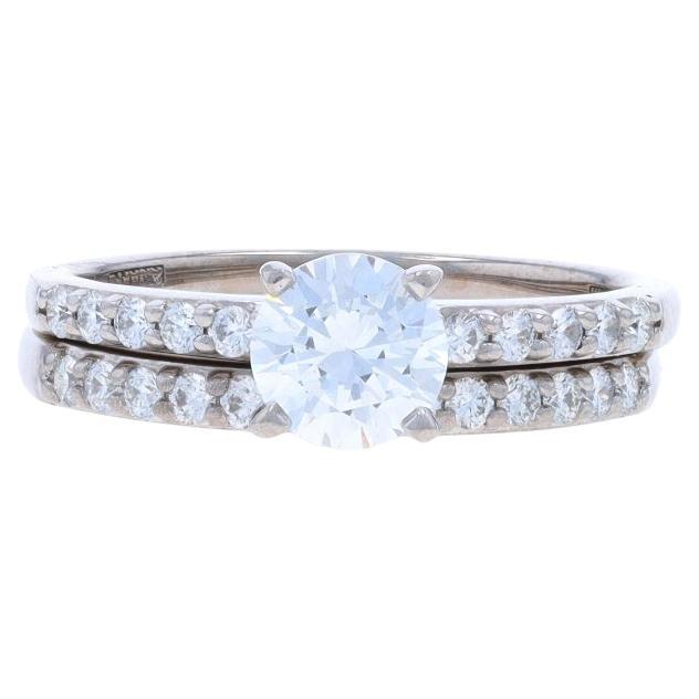 A. Jaffe Semi-Mount Engagement Ring Wedding Band WhiteGold 14k .40ctw CZ 6-6.5mm