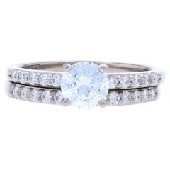 A. Jaffe Semi-Mount Engagement Ring Wedding Band WhiteGold 14k .40ctw CZ 6-6.5mm