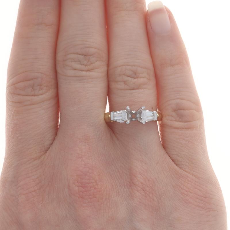 A. Jaffe Semi-Mount Engagement Ring YellowGold 18k Bag Dias .34ctw fits ~6-6.5mm In Excellent Condition For Sale In Greensboro, NC