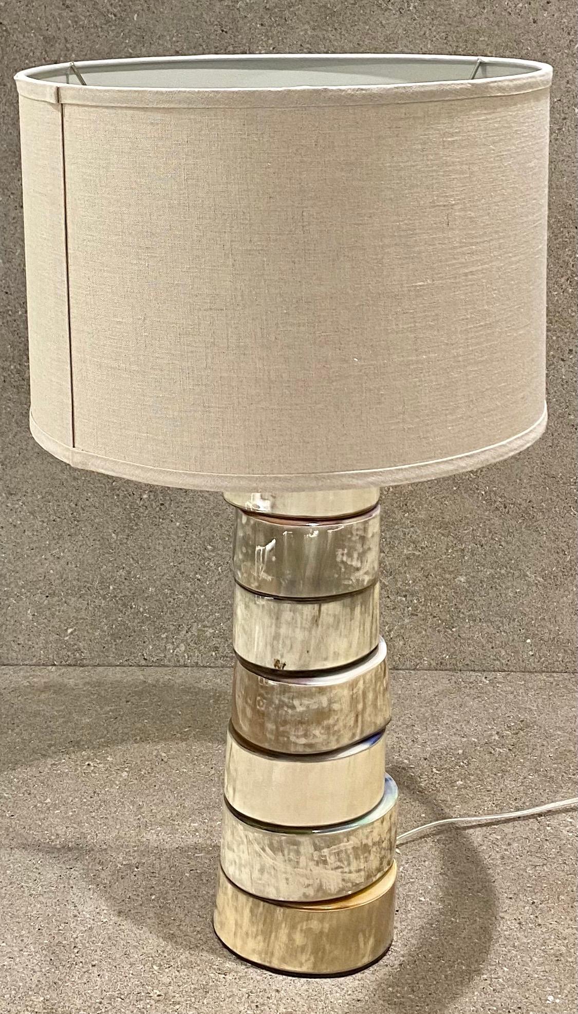 Jamie Young Stacked Buffalo Horn Table Lamp In Good Condition For Sale In London, GB